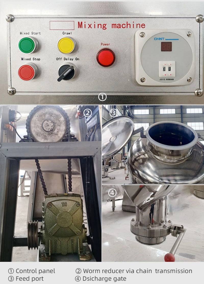 Minerals Metallic Powders V Type Rotary Drum Mixer Blender Mixture Machine